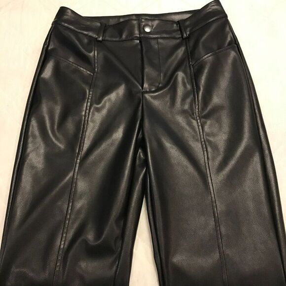 Viligo Flare Leg Black Faux Leather pants size M - Picture 2 of 4